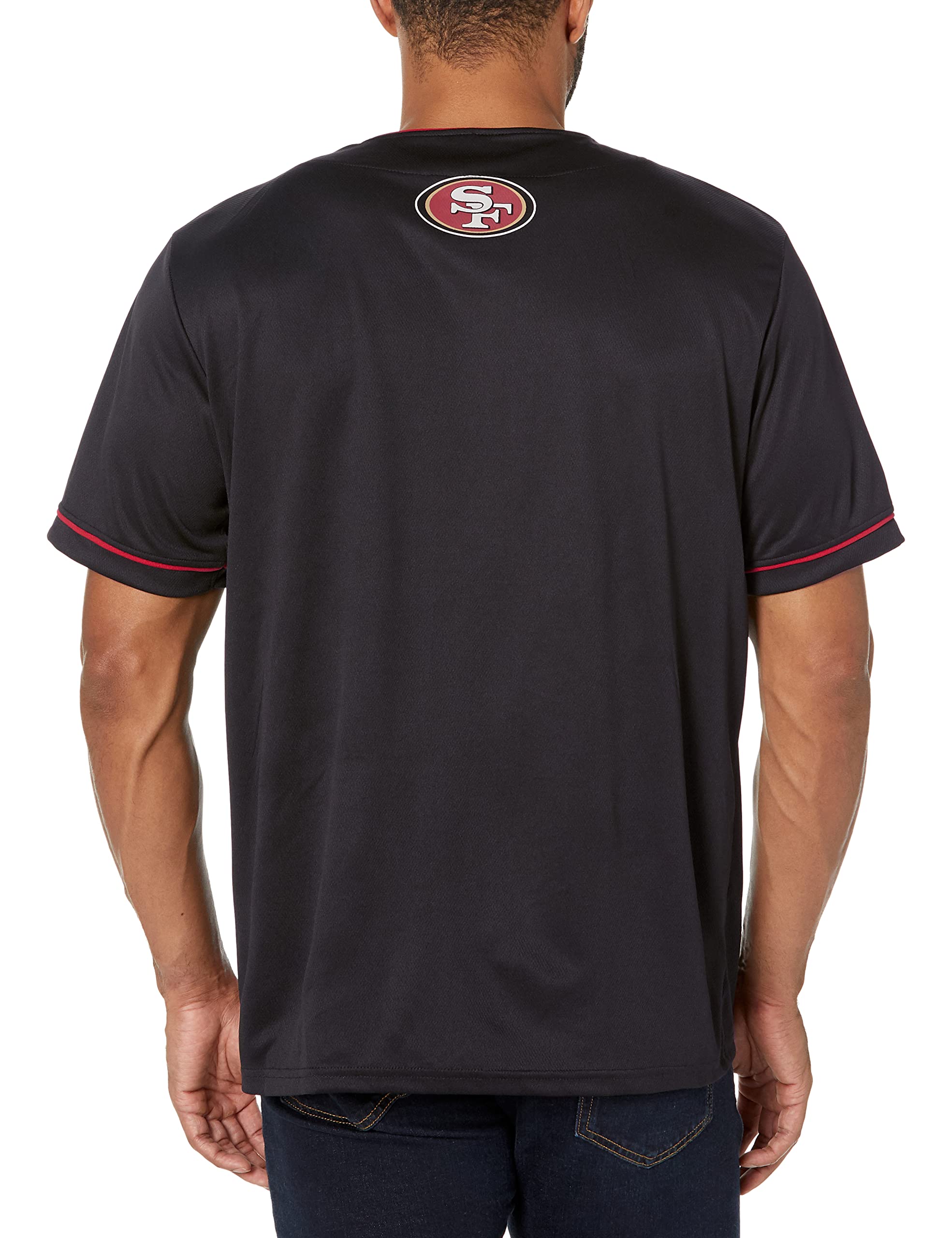 NFL Men's Game Day Button Down Baseball Mesh Jersey Shirt - Breathable & Comfortable for Football Fans - Perfect for Tailgating, Game Day & Sports Events