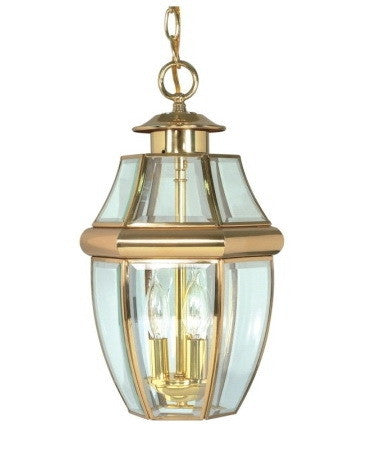 Nuvo Lighting 60 778 La Cage de Verre Collection Outdoor Hanging Lantern - Polished Brass Finish for Patio, Garden & Porch Decor