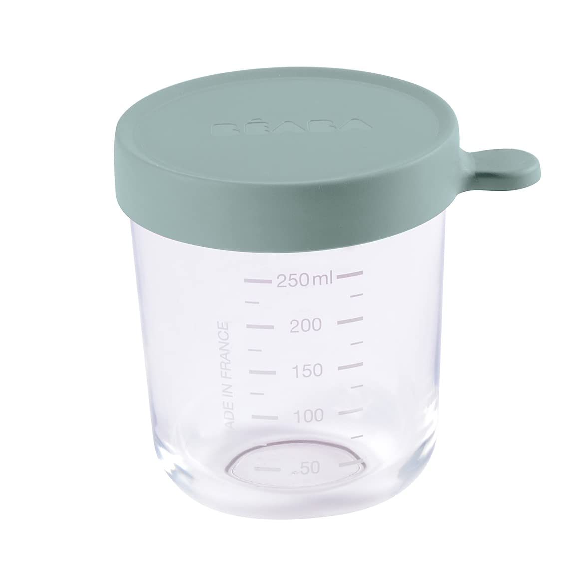 BEABA 8 oz Glass Baby Food Storage Containers with Airtight Lid - Freezer & Microwave Safe - BPA-Free Baby Food Jars for Homemade Purees & Snacks - Perfect for Daycare, Travel & Meal Prep (Eucalyptus)