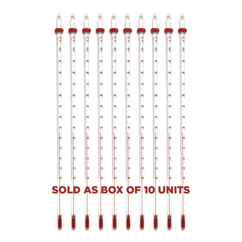 SAMA RANGE Total Immersion Thermometers -20°C to 110°C (Pack of 10) | Laboratory, Food Safety & Industrial Use | Accurate Temperature Measurement for Liquids & Chemicals