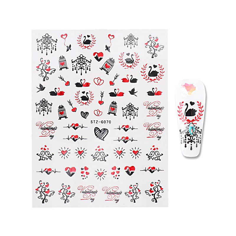 Valentine's Day Nail Art Stickers - Red & Black Angel Design for Manicure | Perfect for Date Night, Wedding, Party & Special Occasions