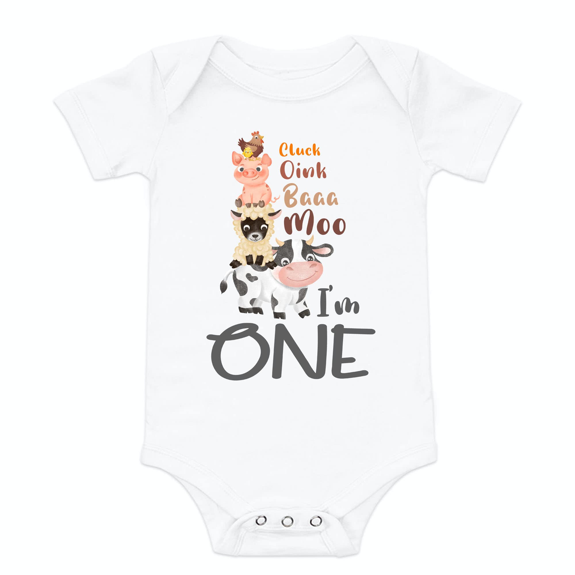 Farm Animals 1st Birthday Shirt - Cute 'I'm One' Outfit for Baby's First Birthday Party (12 Months) | Perfect for Farm-Themed Celebrations & Photo Shoots