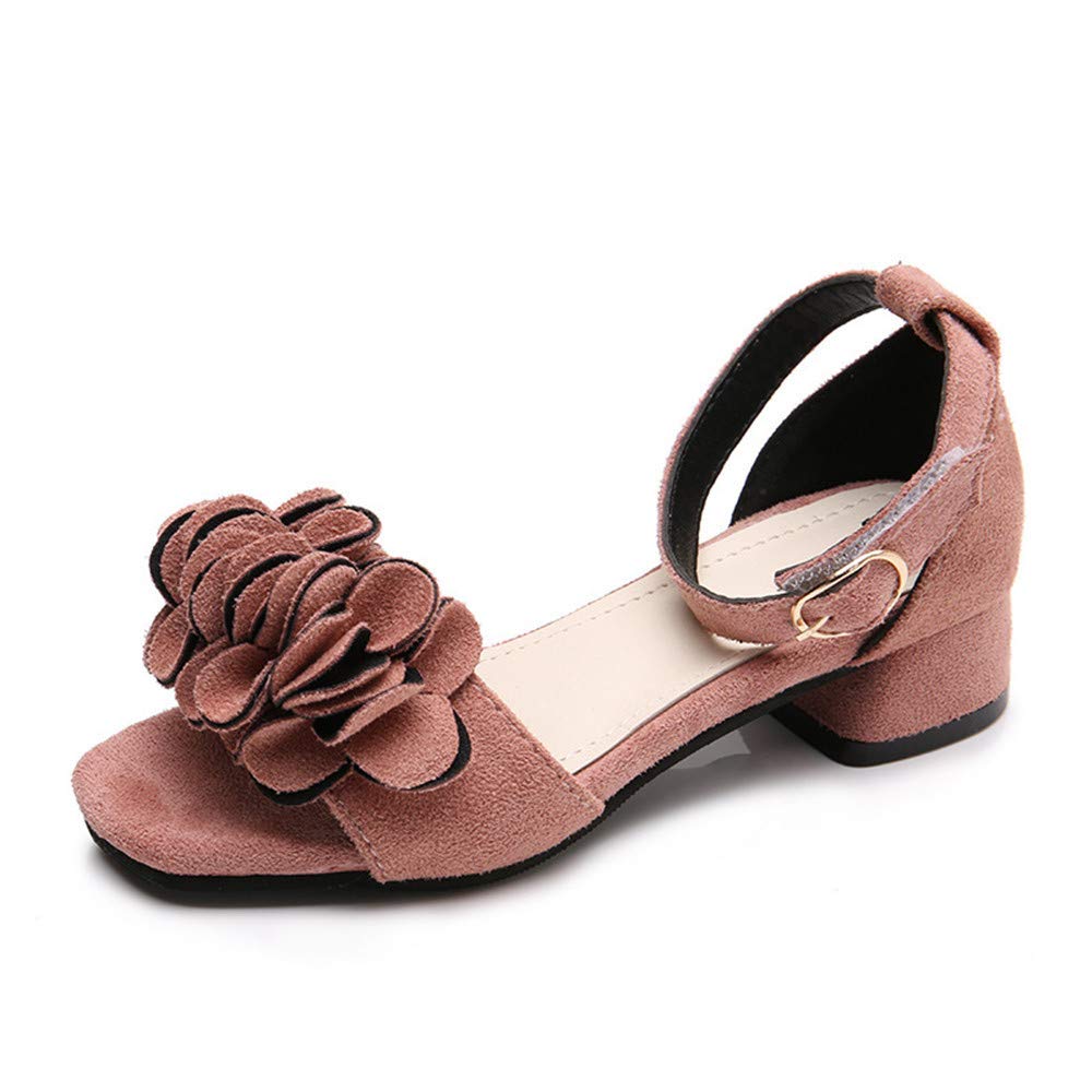 BININBOX Little Big Girls Flower Princess Sandals - Middle High Heel Dress Shoes for Kids, Platform Sandals for Special Occasions & Party Wear