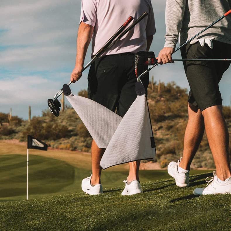 Premium Magnetic Golf Towel Set - 2 Pack Super Absorbent Microfiber Cleaning Towels for Golf Clubs, Balls & Bags | Quick-Dry Sweat Wiping Cloth with Strong Magnet | Ideal for Golf Course, Driving Range & Club Maintenance