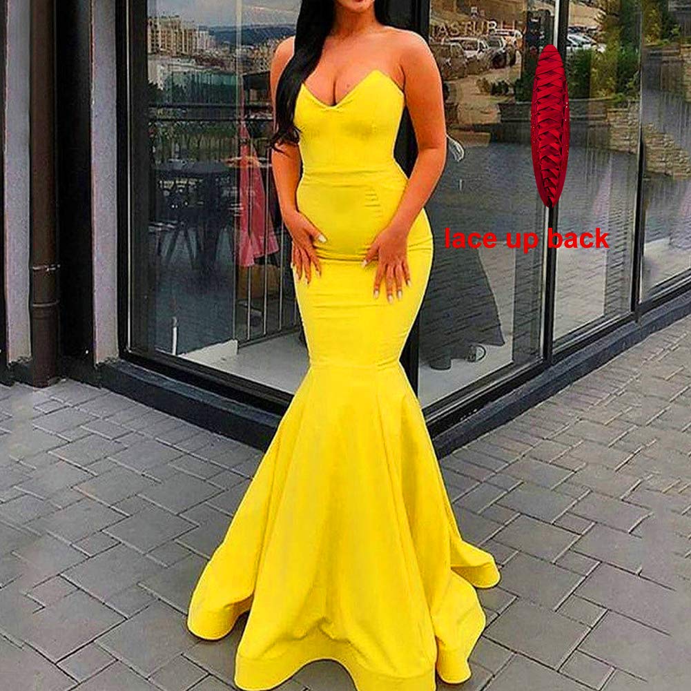 Elegant Mermaid Prom Dresses for Women - Strapless V-Neck Formal Evening Gown | Perfect for Homecoming, Wedding Guest & Special Occasions