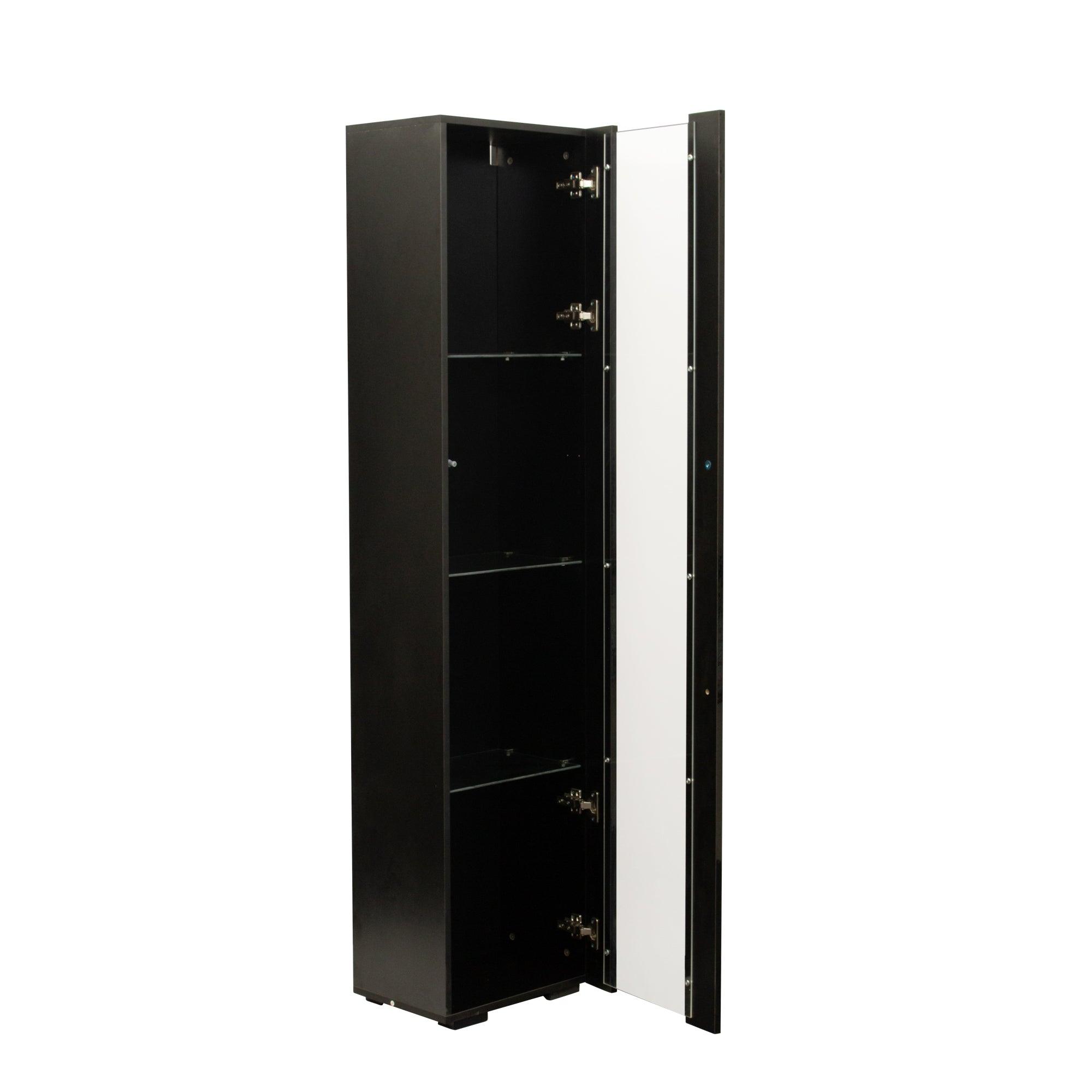 Modern Black Side Cabinet with Aluminum Strip LED Light - Spacious Storage for Living Room, Bedroom & Office Organization