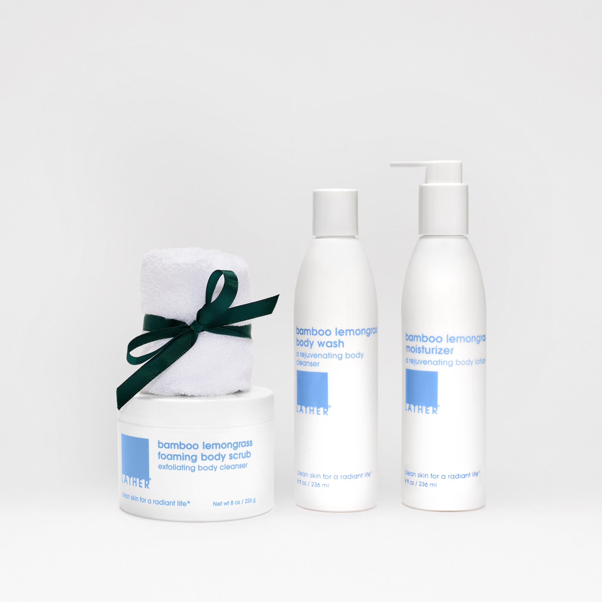 Organic Bamboo & Lemongrass 3-Step Skincare Set - Exfoliating Scrub, Cleansing Oil & Moisturizing Cream for Glowing Skin | Spa Day, Self-Care & Gift Set for Women