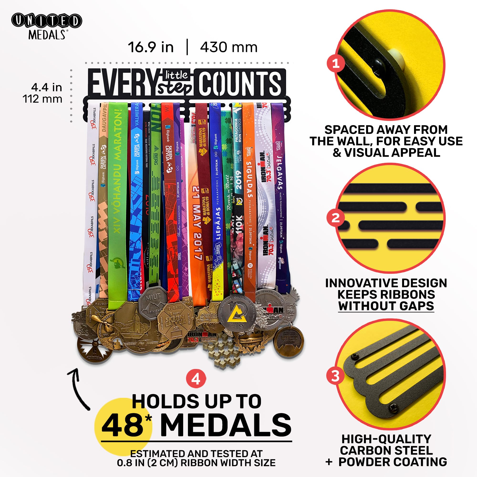 Beast Mode Medal Holder - Heavy Duty Steel Medal Hanger Display Rack for Awards & Trophies - Perfect for Sports Competitions, Military Honors & Home Decor
