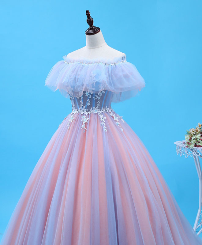 Elegant Pink Tulle Lace Long Prom Gown - Formal Evening Dress for Women - Perfect for Homecoming, Quinceañera & Special Occasions