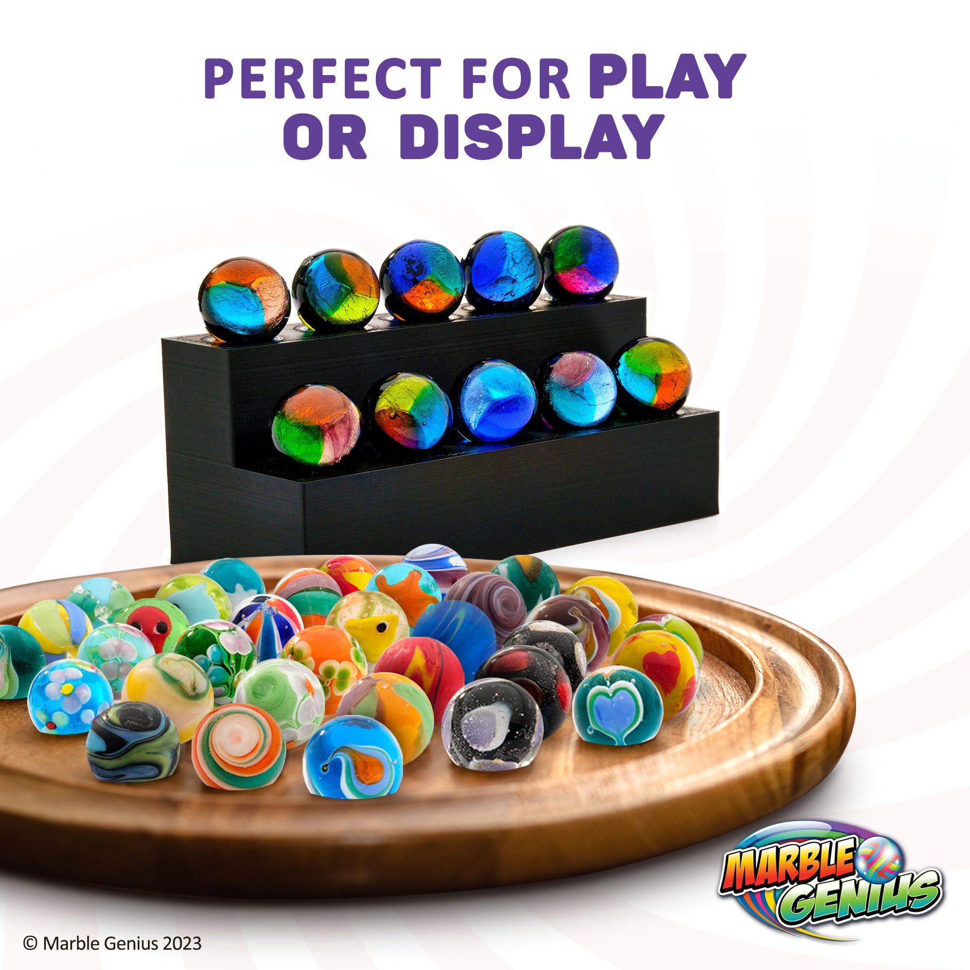 Marble Genius Premium Handmade Glass Marbles Set - 10 Glittery 16mm (5/8 Inch) Collector Marbles for Kids & Adults | Perfect for Marble Games, Collections & Unique Gifts (Ages 3+)