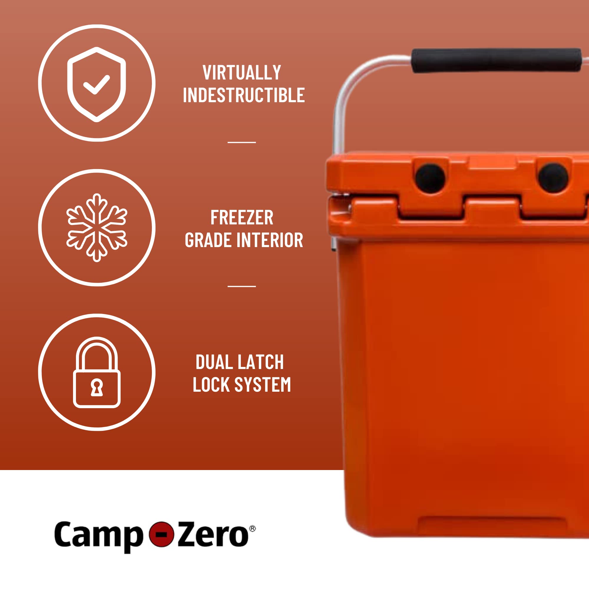 CAMP-ZERO 16L-16.9 Quart Portable Hard Cooler with Divider - Insulated Cooler for Drinks, Wine Bottles, Lunch & Picnics - Beach, Boating, Camping & Travel Essentials with 2 Built-in Cup Holders & Foldable Aluminum Handle - Perfect for Outdoor Adventures, Tailgating & BBQ Parties