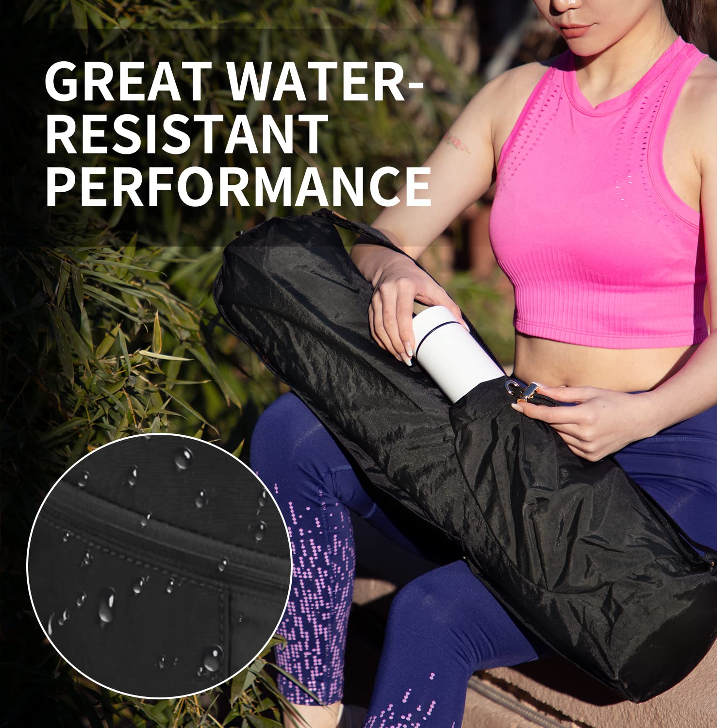 Premium Waterproof Yoga Mat Bag with Adjustable Strap & Multi Pockets - Fits 1/4