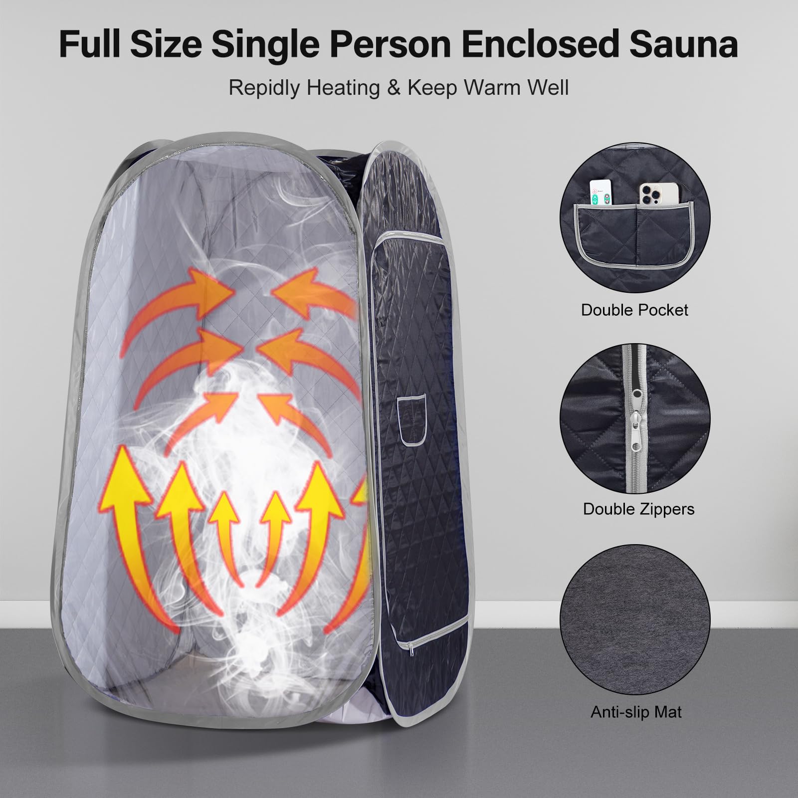 Smartmak Portable Steam Sauna Tent for Home Spa - Full Body Detox Therapy, Lightweight & Foldable Personal Steam Room (31.5
