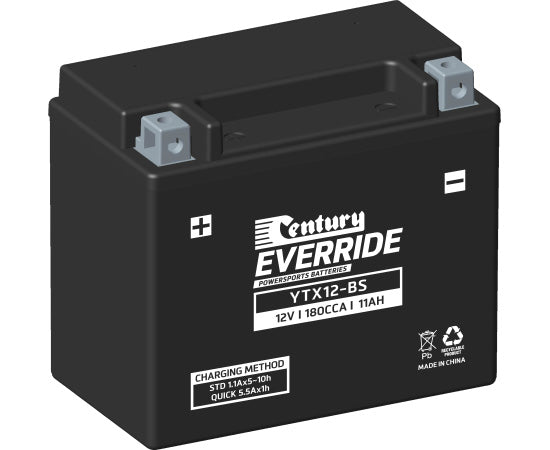 Century 12V 11Ah YTX12-BS Motorbike Battery - High Performance Replacement for Motorcycles, ATVs, Scooters - Perfect for Off-Road, Commuting & Long Rides