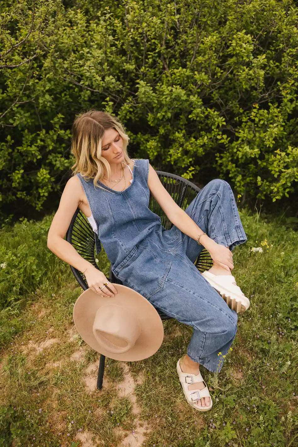 Madeline Jumpsuit - Medium Wash Denim Romper for Women | Casual Chic One-Piece Outfit for Summer, Beach, and Everyday Wear | FINAL SALE