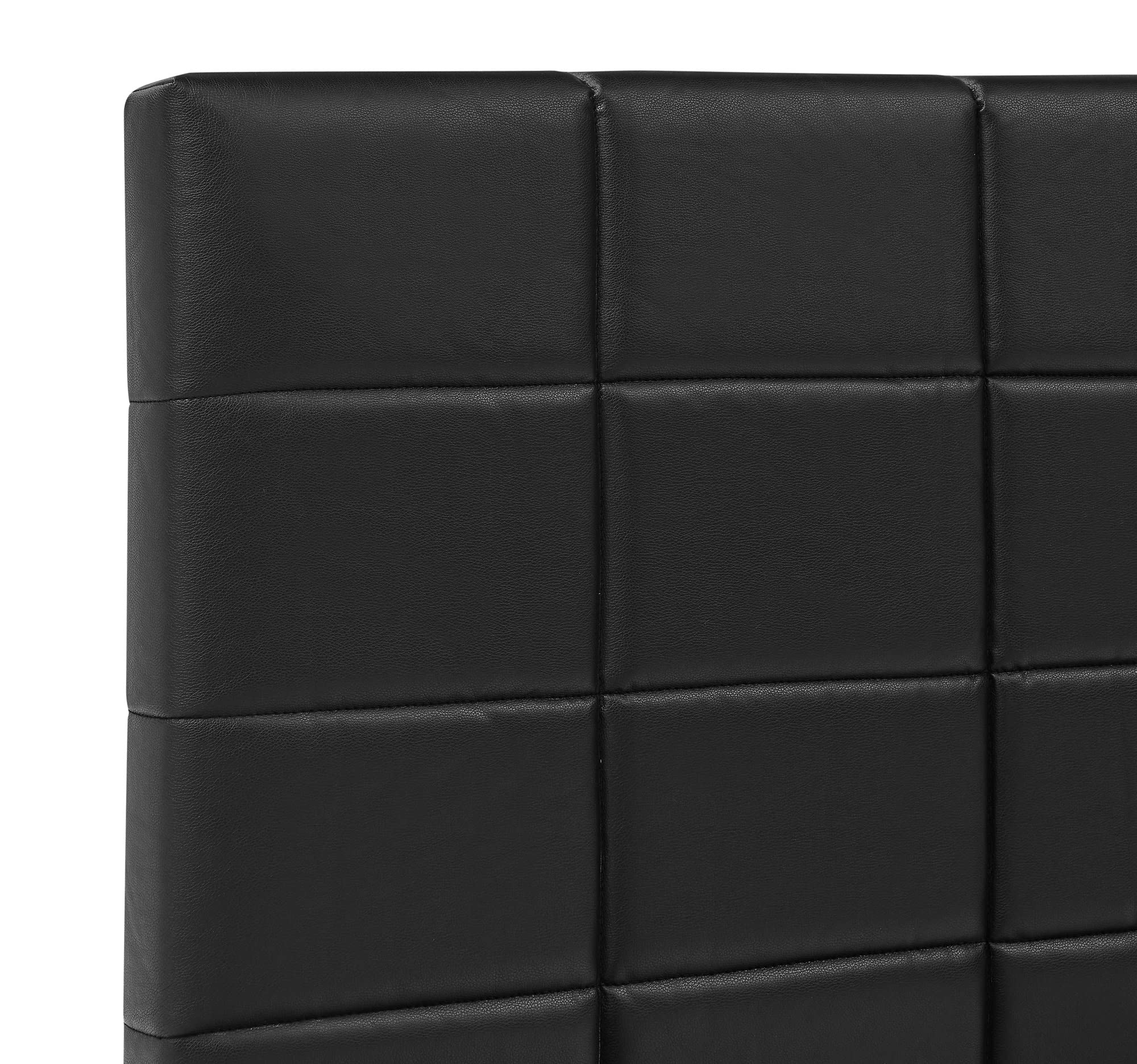 Rockland Black Faux Leather Upholstered Full Size Platform Bed Frame - Modern Bedroom Furniture for Small Spaces & Guest Rooms