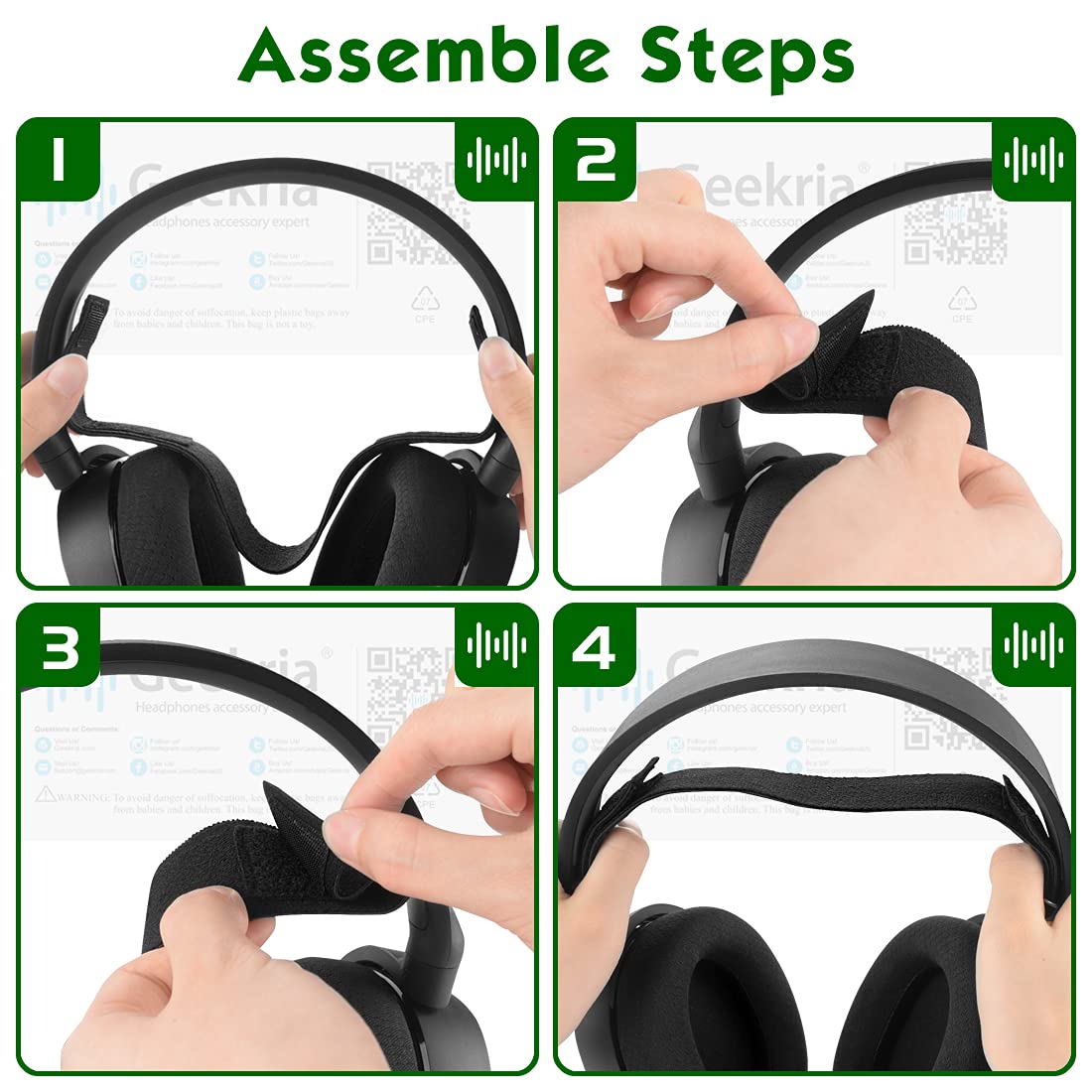 Geekria Flex Fabric Headband Pad Replacement for SteelSeries Arctis 5 & Arctis 3 Gaming Headphones - Comfortable Top Cushion Cover Repair Part (Black) | Perfect for PC, PS4, Xbox Gaming & Long Wear Sessions