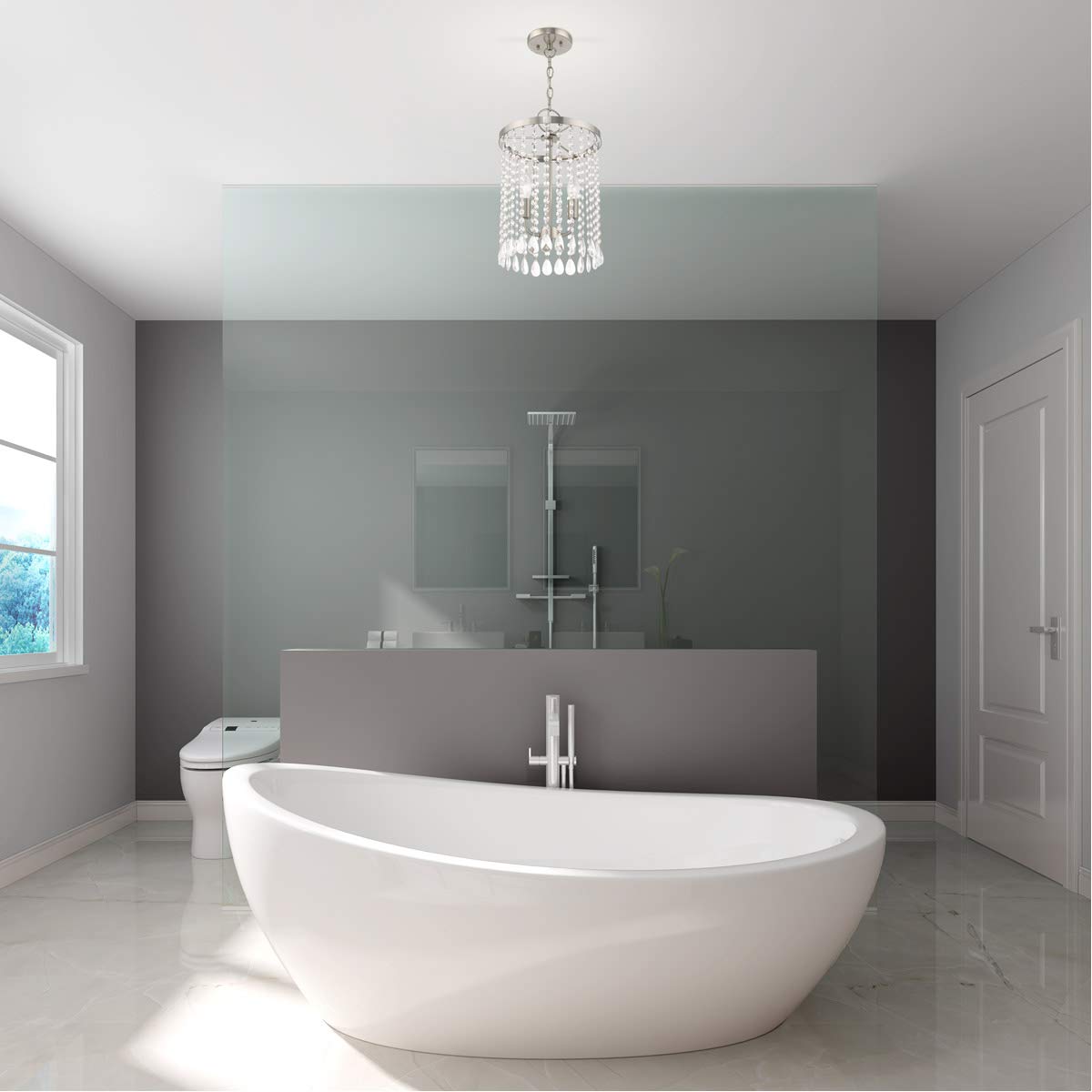 Livex Lighting 1063-91 Neptune 3-Light Bathroom Vanity Light Fixture, Brushed Nickel Finish - Perfect for Bathroom, Powder Room & Spa Decor