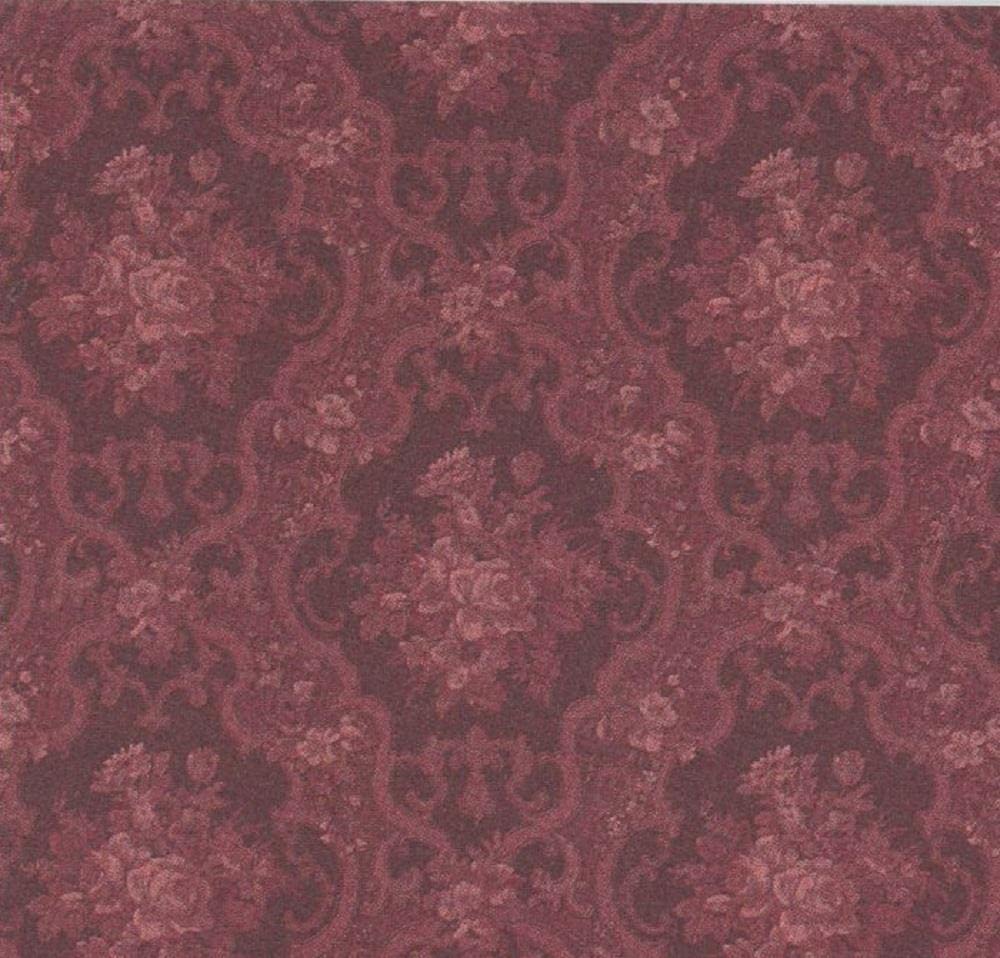 Melody Jane Dolls Houses 1:12 Scale Miniature Wallpaper - English Rose Burgundy Print (3 Sheets) | Perfect for Victorian Dollhouse Decor & DIY Miniature Projects