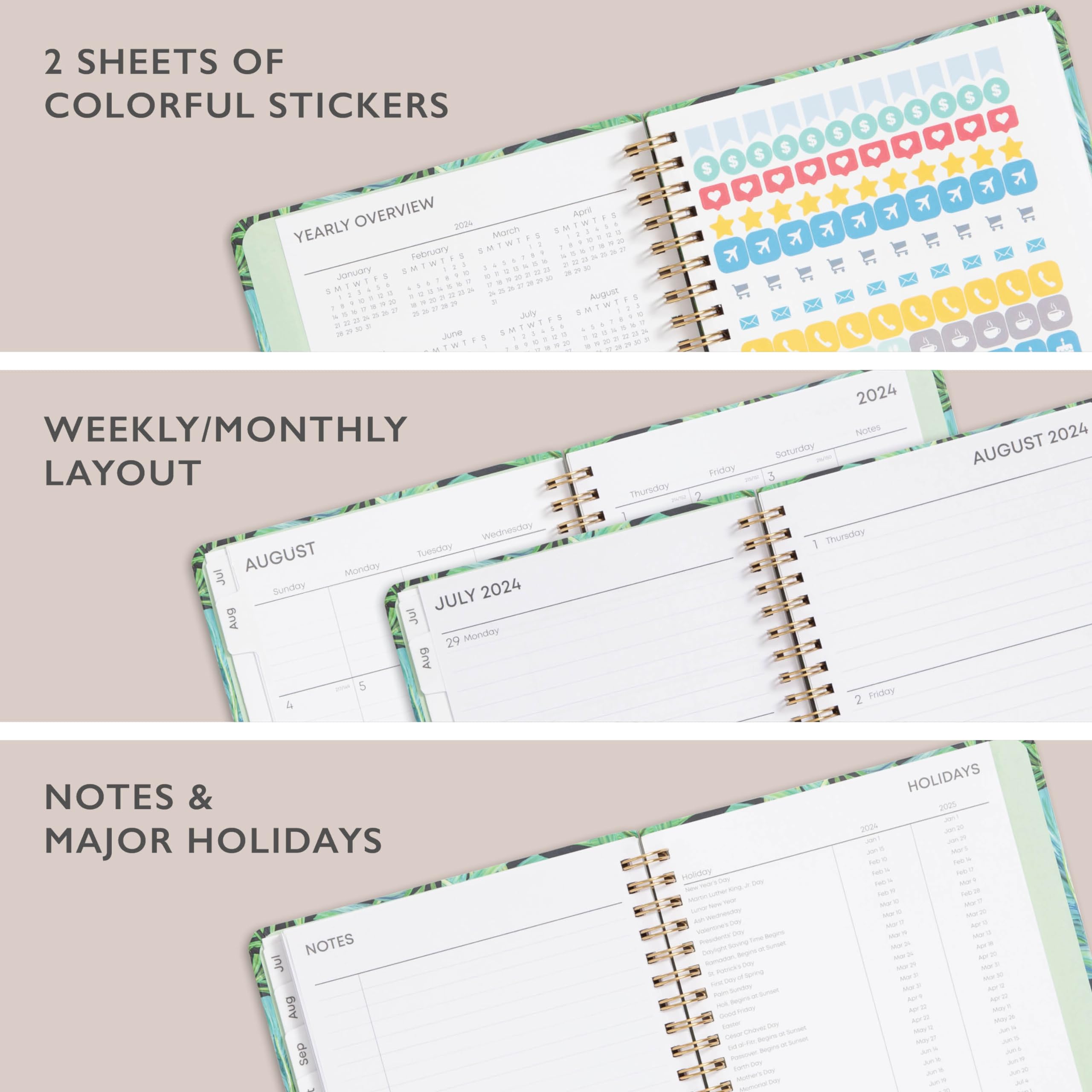Blue Sky 2024-2025 Academic Planner - Weekly & Monthly Organizer, 5x8 Inch Hardcover Wirebound Notebook for Students & Professionals - Perfect for School, College, Work & Personal Scheduling (Avra 150664)