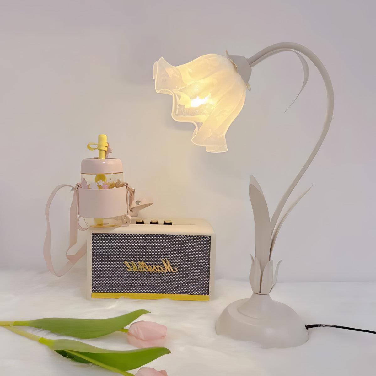 Lily of the Valley Table Lamp - Elegant Floral Bedside Lighting for Bedroom, Living Room & Office Decor - Perfect for Reading, Relaxing & Creating Cozy Ambience