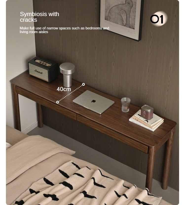 Premium Black Walnut Solid Wood Writing Desk with Drawer - Modern Home Office Furniture for Work & Study | Elegant Executive Desk for Professionals & Students