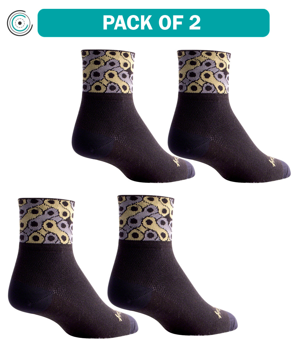 2 Pack SockGuy Classic Links Socks - 3 Inch Cuff, Black, Large/X-Large Unisex Athletic Socks for Running, Hiking & Casual Wear - Moisture-Wicking Synthetic Blend