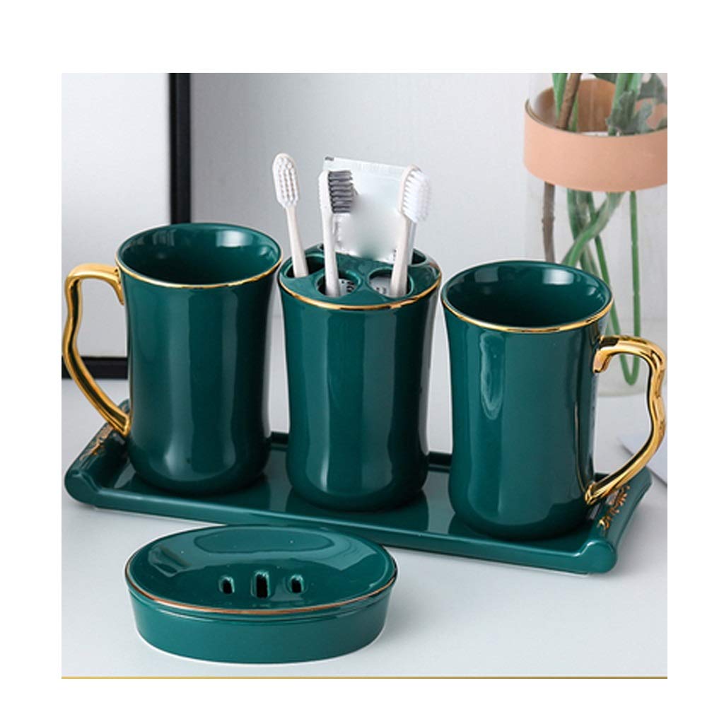 Premium Ceramic Toothbrush & Soap Holder Set - Eco-Friendly Bathroom Organizer with Countertop Storage | Perfect for Bathroom Vanity, Kitchen Counter, or as a Stylish Milk Cup for Coffee Lovers