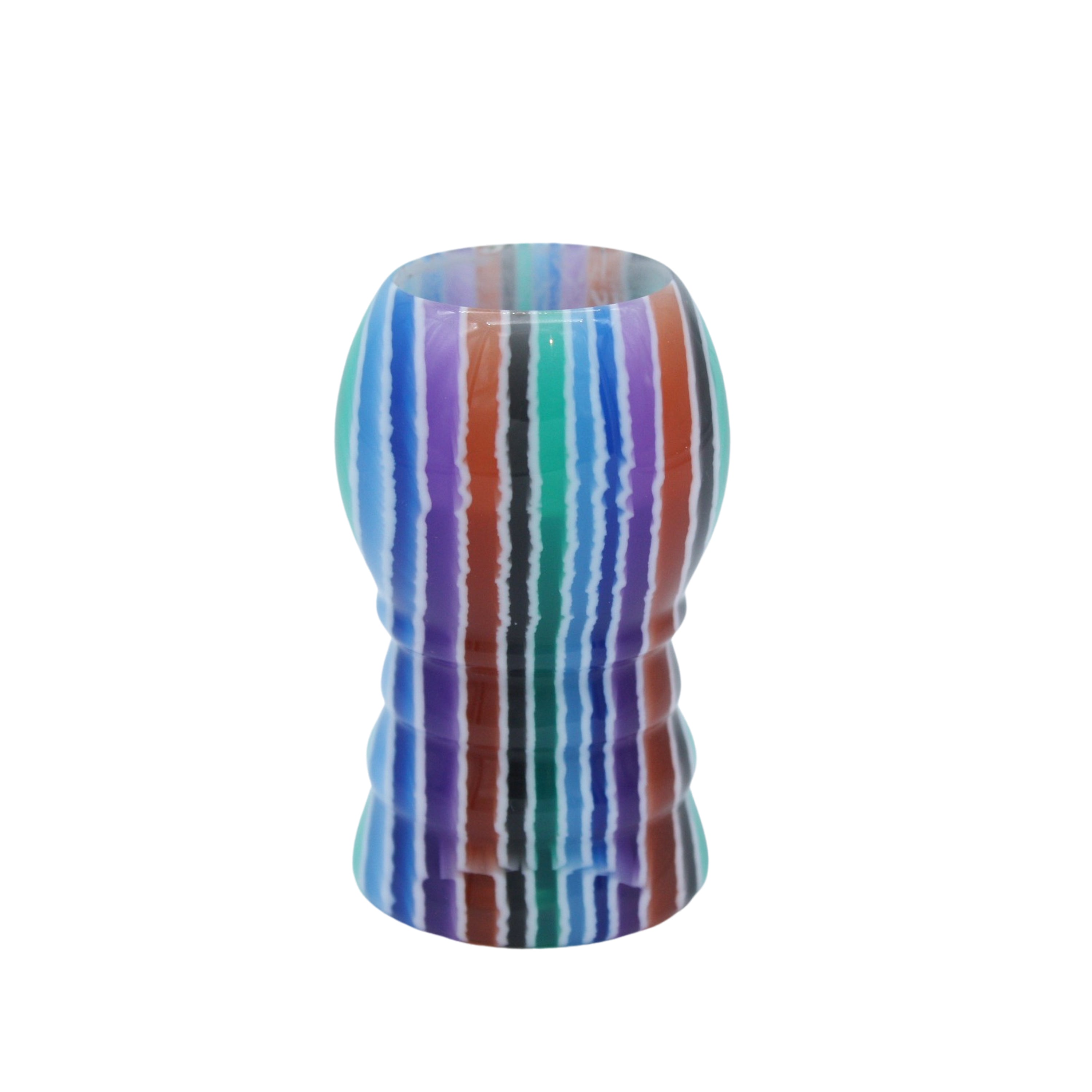 Premium Blue Stripe Handmade Shaving Brush Handle - Fits 20mm & 22mm Knots - Perfect for Wet Shaving & Grooming Gifts