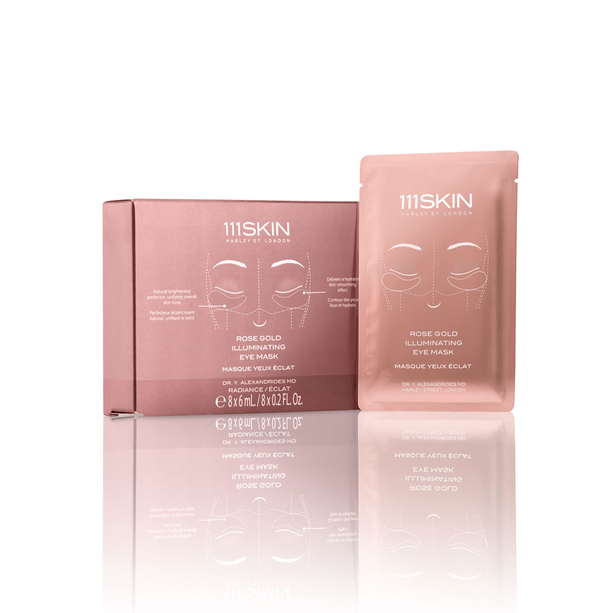 111SKIN Rose Gold Illuminating Eye Mask - Brightening & Hydrating Under Eye Patches with Rose Extract, Colloidal Gold & Vitamin C for Dark Circles, Dull & Dry Skin - 8 Pairs - Perfect for Overnight Skincare & Morning Refreshment