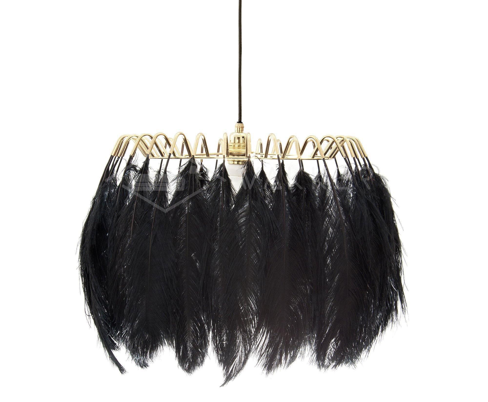 Feather Pendant Lamp - Handmade Bohemian Style Ceiling Light Fixture for Living Room, Bedroom, Dining Room & Kitchen Decor
