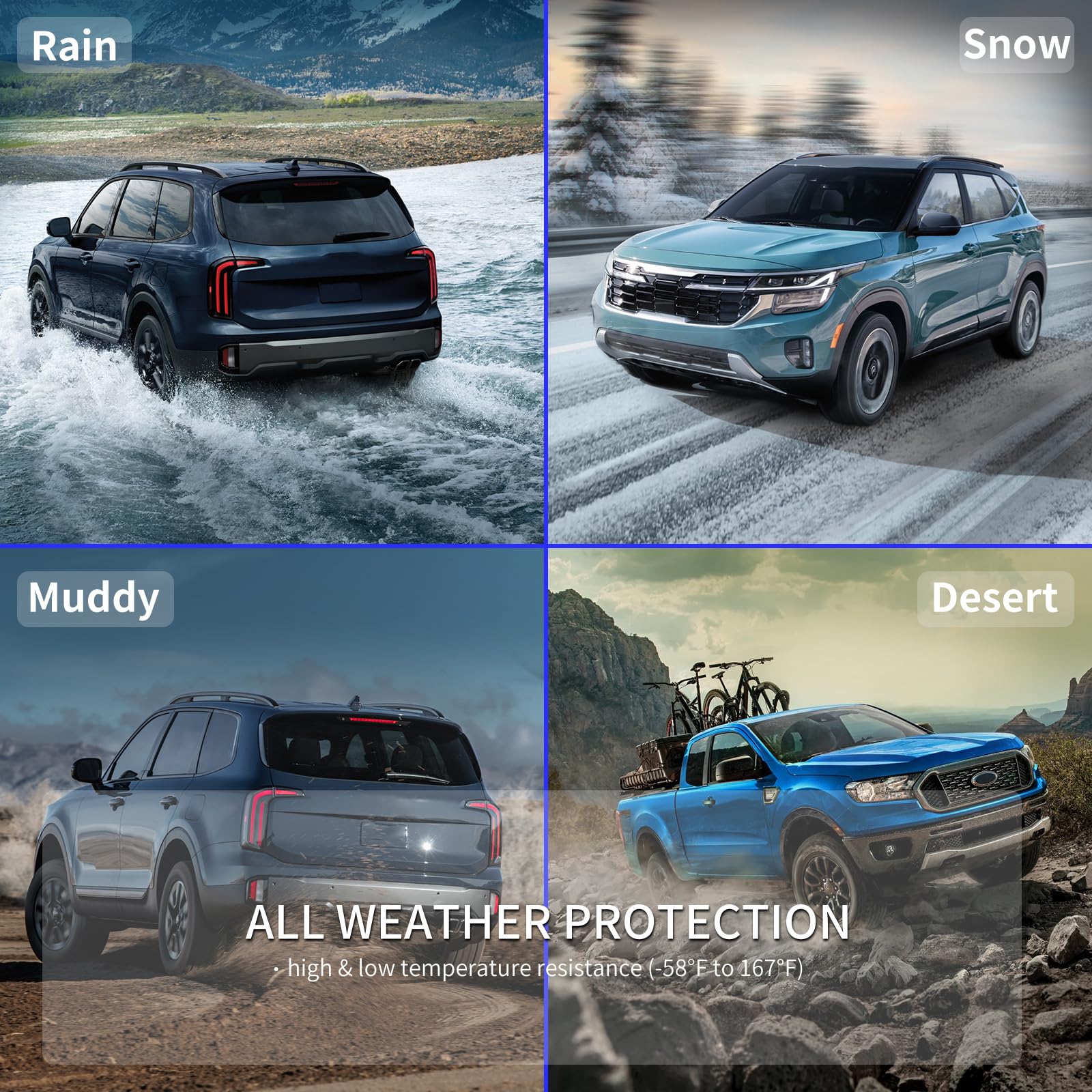 Custom Fit All-Weather Floor Mats for Ford Escape & C-Max 2013-2019 - Heavy Duty Car Floor Liners Front & Rear - Durable Automotive Accessories for Rain, Snow & Mud Protection - Perfect for Daily Commute, Road Trips & Off-Road Adventures