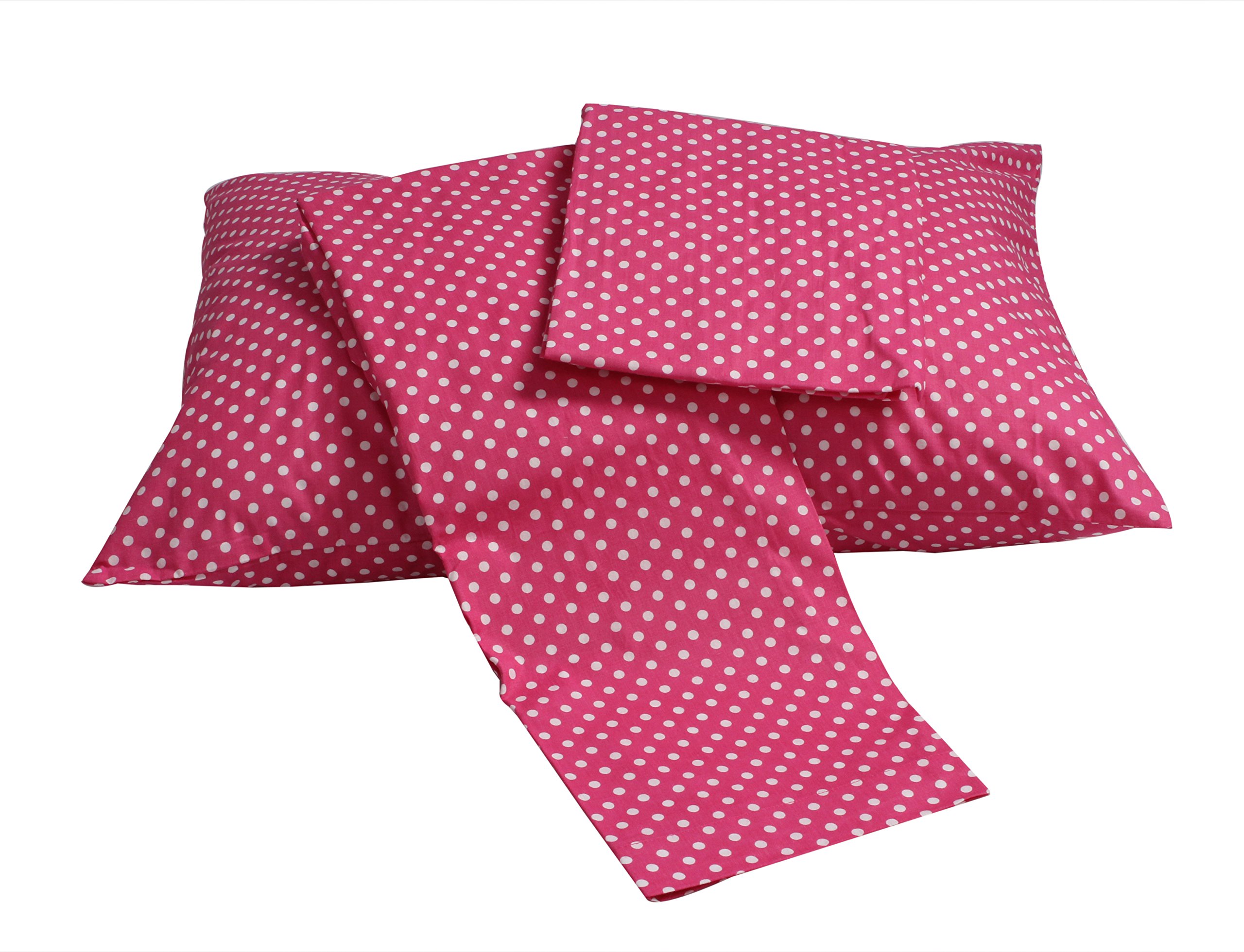Bacati 100% Cotton Pin Dots Toddler Bed Sheet Set - 3 Piece Soft Pink Crib Sheets for Baby Girls & Boys | Perfect for Nursery, Daycare & Travel