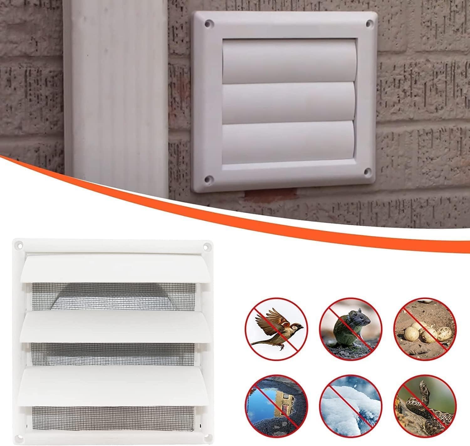 15x15cm Plastic Wall Air Vent Grille Cover with 3 Flaps & Net - Square Duct Ventilation Grill for Tumble Dryer, Extractor Fan & Outlet - Perfect for Laundry Rooms, Bathrooms & Basements