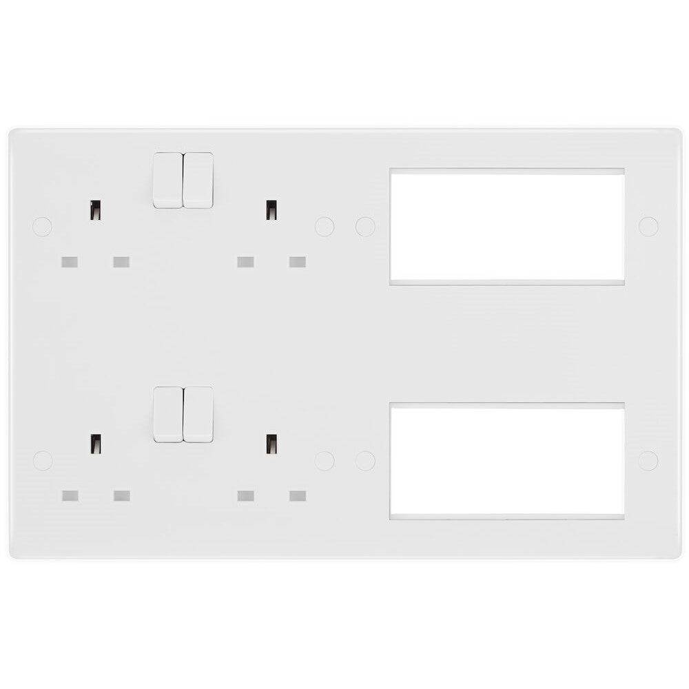 BG White Moulded Electrical Media Plate 8222EM8 - Durable Wall Plate for HDMI & Ethernet Cables - Perfect for Home Theater & Office Network Setup