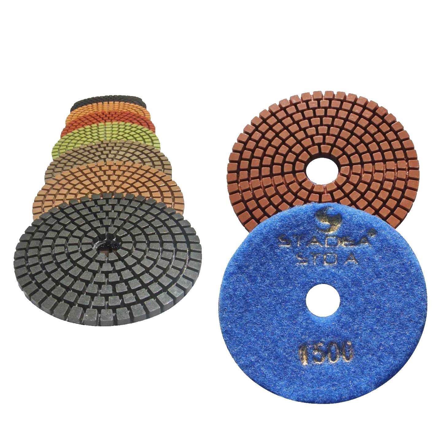 STADEA 5 Inch 1500 Grit Diamond Polishing Pads (10 Pack) - Wet/Dry Use for Granite, Marble, Concrete & Stone - Perfect for Countertop Refinishing, Floor Restoration & DIY Projects