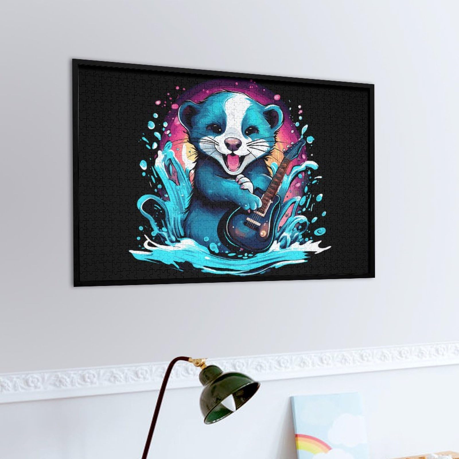 Custom Photo Jigsaw Puzzle 1000 Pieces - Funny Ferret Playing Guitar Wooden Puzzle for Adults | Personalized Gift, Home Decor & Relaxation Activity
