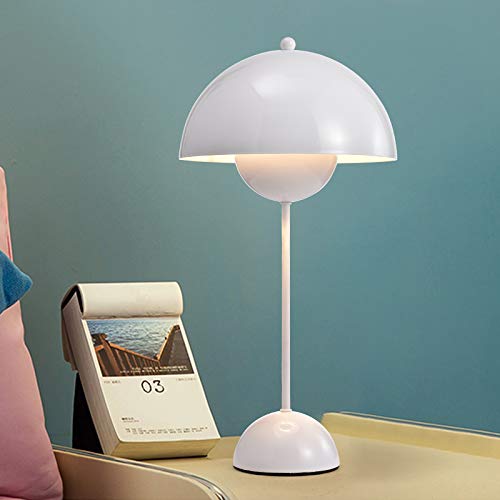 Macaroon Desk Lamp - 1 Bulb Reading Light with Iron Shade for Study Room, Bedroom & Office - Adjustable Table Lamp for Studying, Working & Night Reading (White)