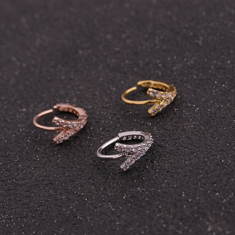 18K Gold Cartilage Hoop Earrings with Diamonds - Dainty Minimalist Hoop Earrings for Women | Perfect for Everyday Wear, Special Occasions & Gifts | HSER8607