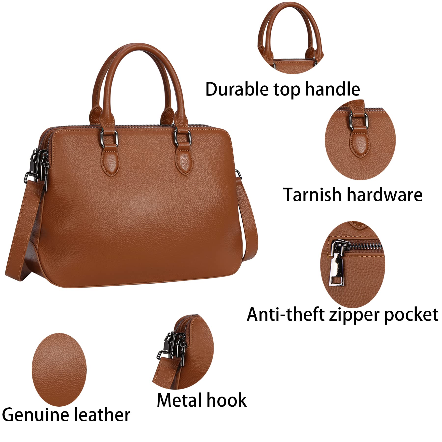 HESHE Genuine Leather Women's Handbags - Tote, Shoulder, Crossbody & Top Handle Purses for Work, Travel & Everyday Use