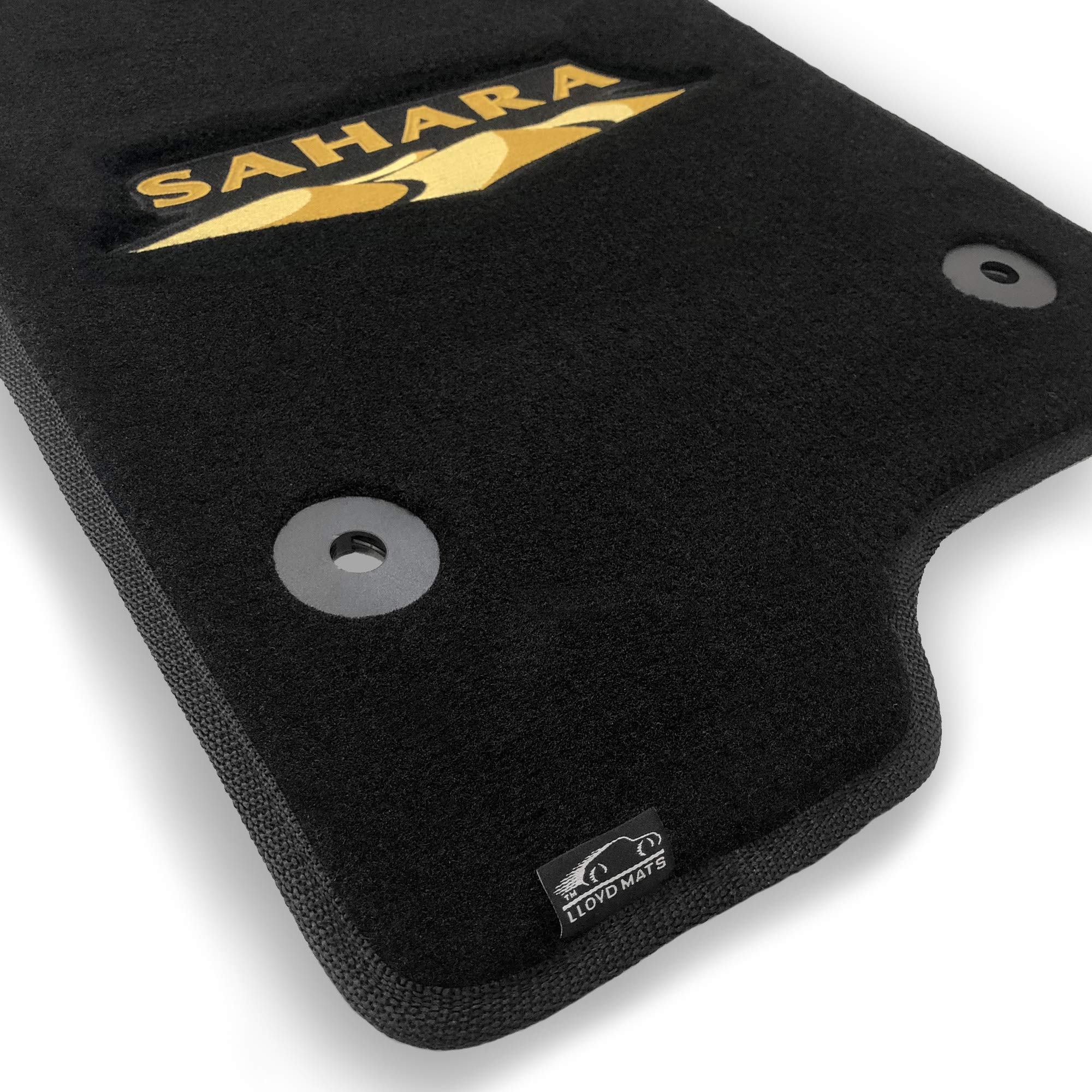Premium Custom-Fit Carpeted Floor Mats for Jeep Wrangler JL Unlimited (2018-2023) - 4-Piece Set with Sahara Logo - Black Luxury Car Floor Liners - Perfect for Off-Road Adventures & Daily Commutes