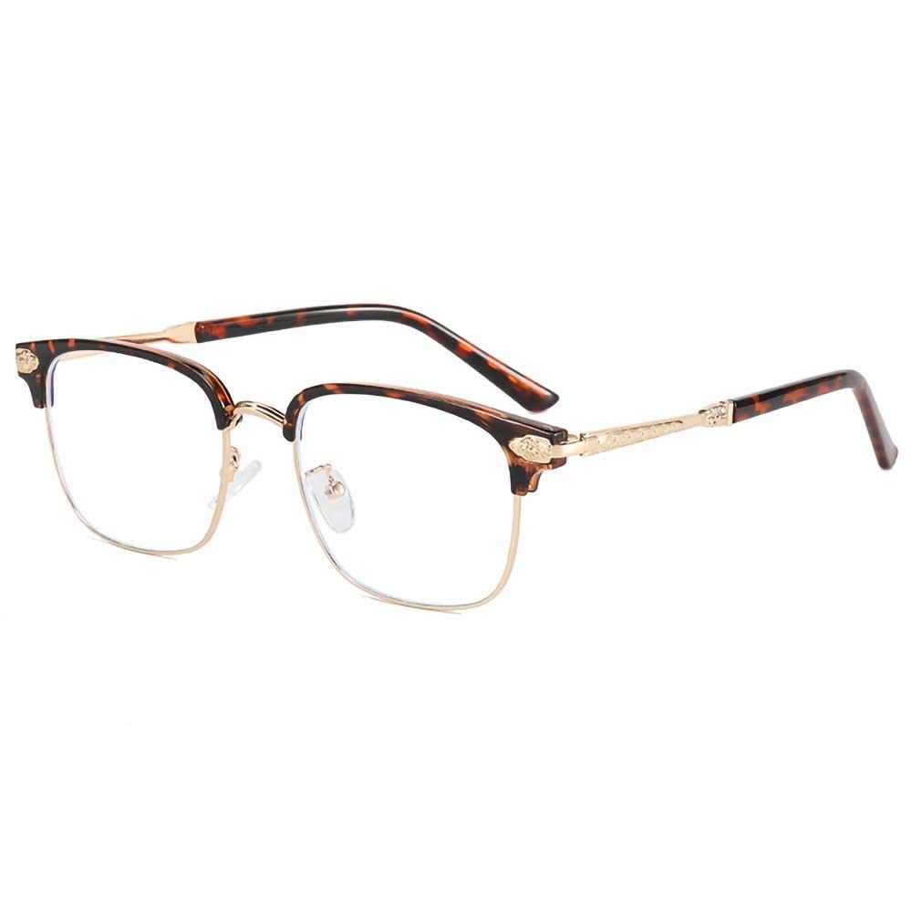 Retro Half Frame Nearsighted Glasses for Men & Women - Vintage Metal Distance Eyewear for Reading, Driving & Daily Use