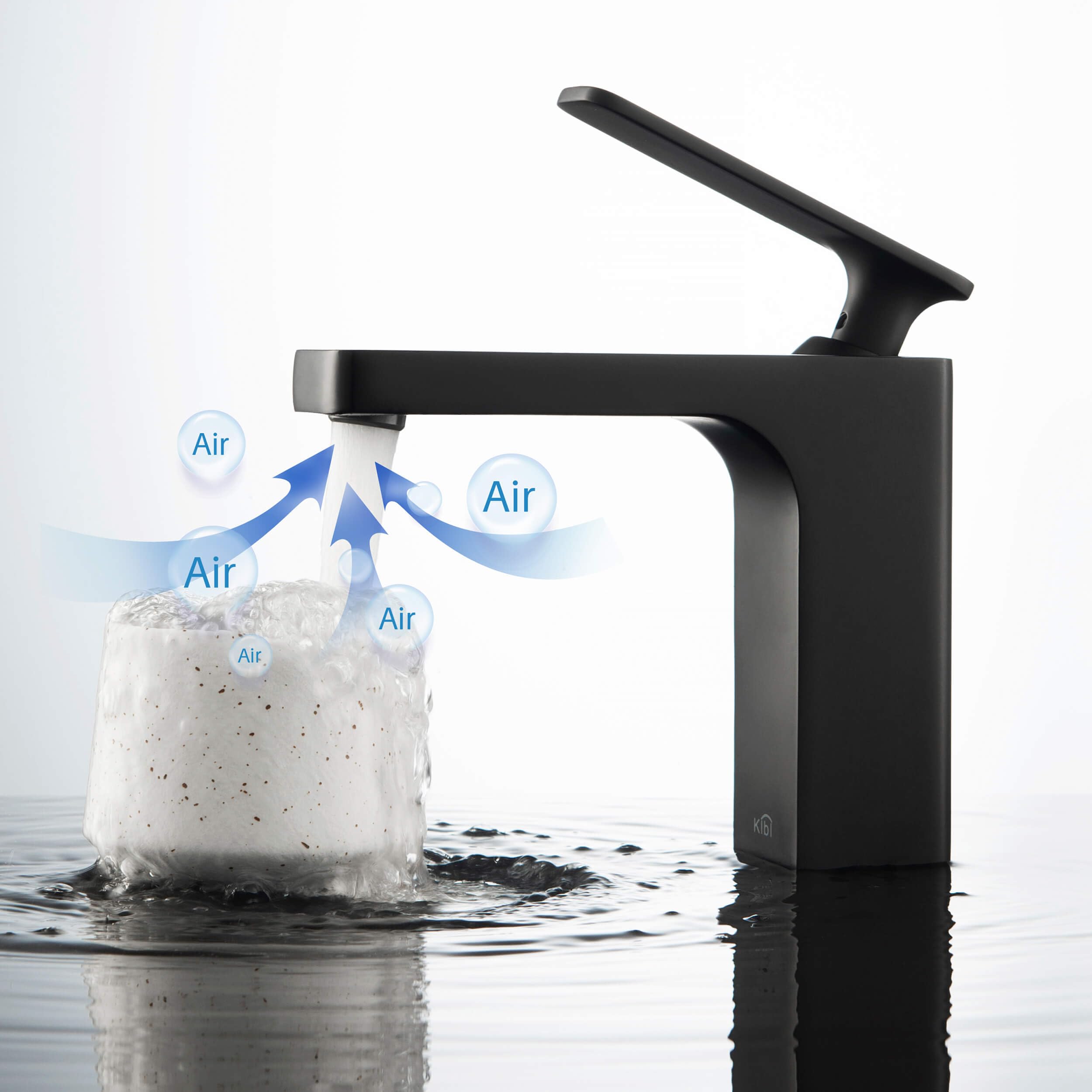 KIBI Infinity Single Handle Bathroom Vanity Sink Faucet with Pop Up Drain | Solid Brass Lavatory Faucet with High Arc Spout | Includes Water Hose for Easy Installation (Matte Black, KBF1006) | Perfect for Modern Bathroom Renovation & Home Upgrade
