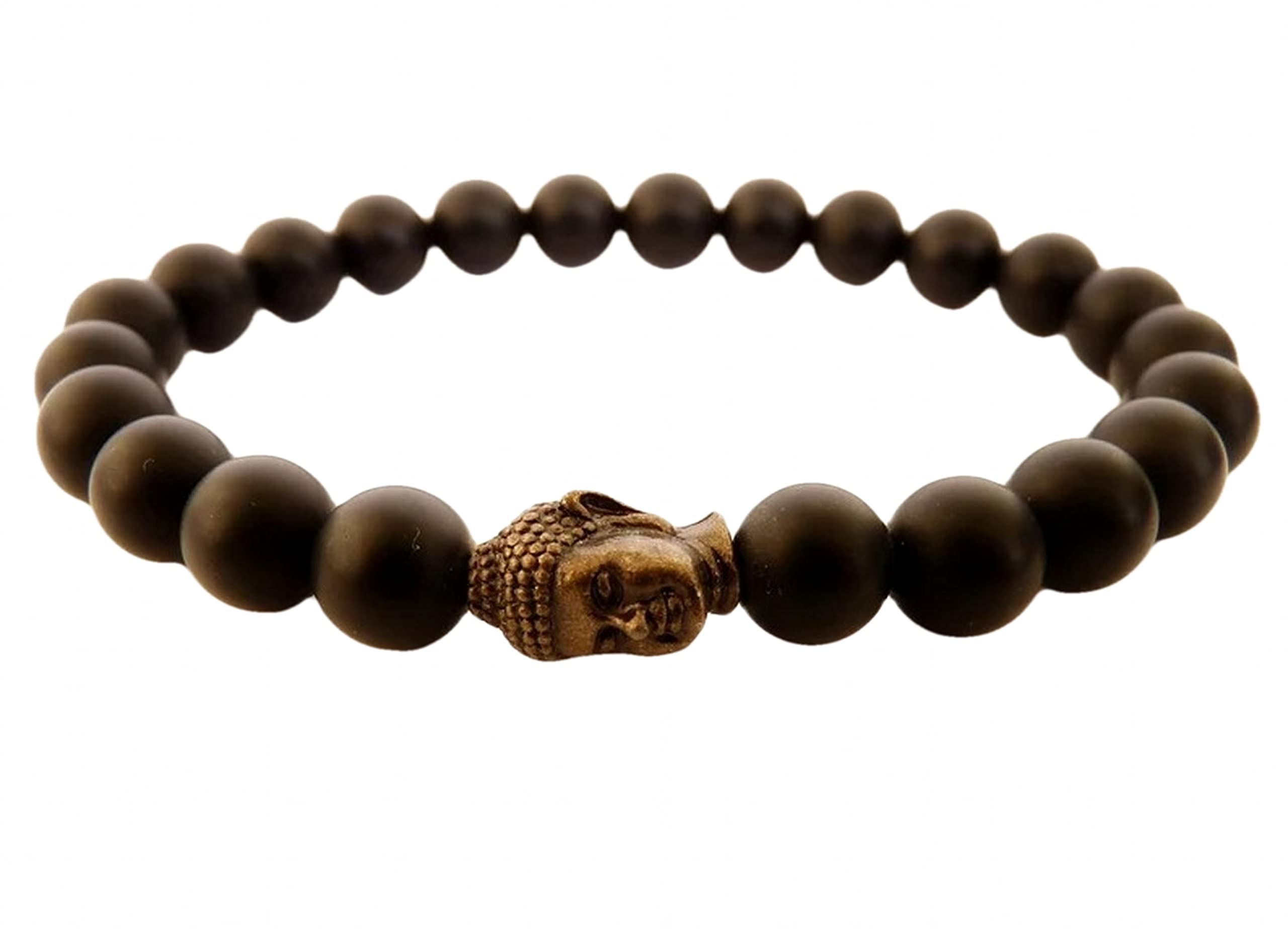 Shree Narayani 6mm Matte Black Onyx Beaded Bracelet for Men - 7