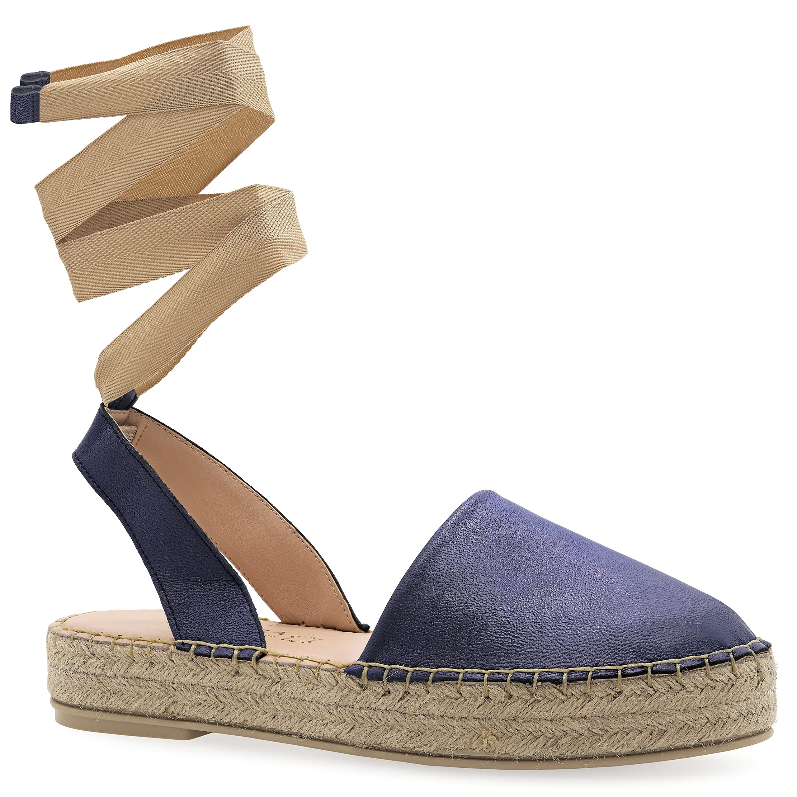 Emmanuela Leather Espadrilles - Handmade Greek Wedge Sandals for Women | Medium Heel Lace-Up Summer Shoes | Perfect for Beach Vacations, Date Nights & Casual Outings