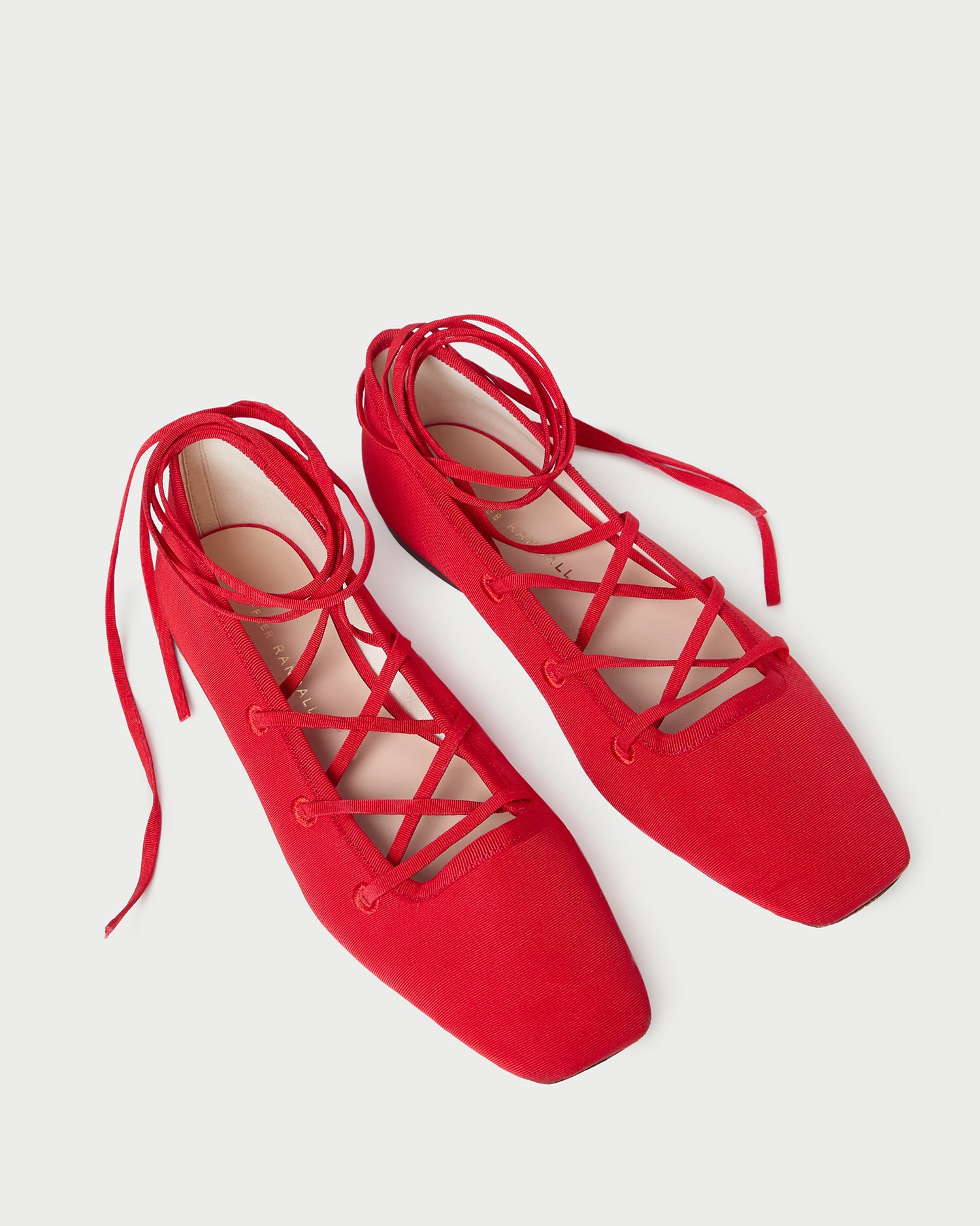 Louisa Red Lace Up Ballet Flats for Women - Comfortable Soft Leather Casual Shoes for Work, Date & Everyday Wear