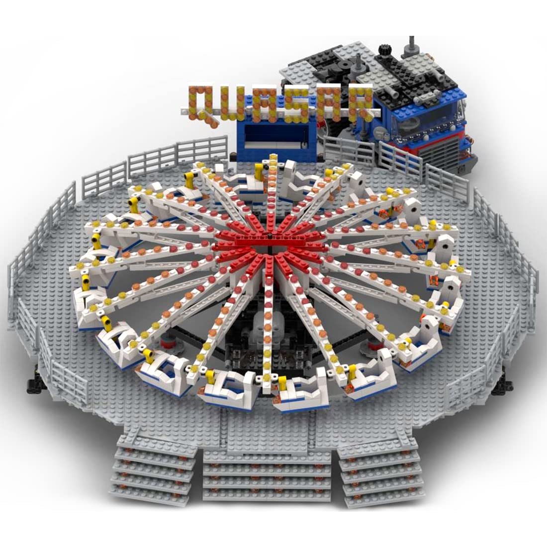 PHYNEDI Quasar Fairground Ride Bricks Model - 2,609 Piece Lego-Compatible Building Set | Large Amusement Park MOC DIY Construction Toy (MOC-91225) | Licensed & Designed by Gdale | Perfect for Collectors, Creative Play & Home Decor