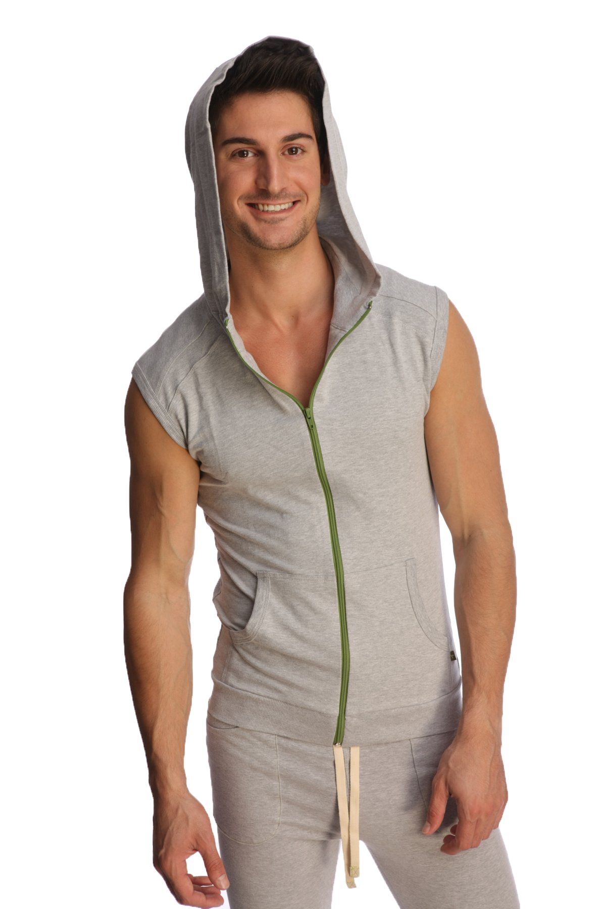 4th Men's Sleeveless Hoodie - Modal French Terry Workout Top for Yoga, Gym & Resort Wear | Made in USA | Stretch Fit European Style | Perfect for Fitness Training & Beach Vacations