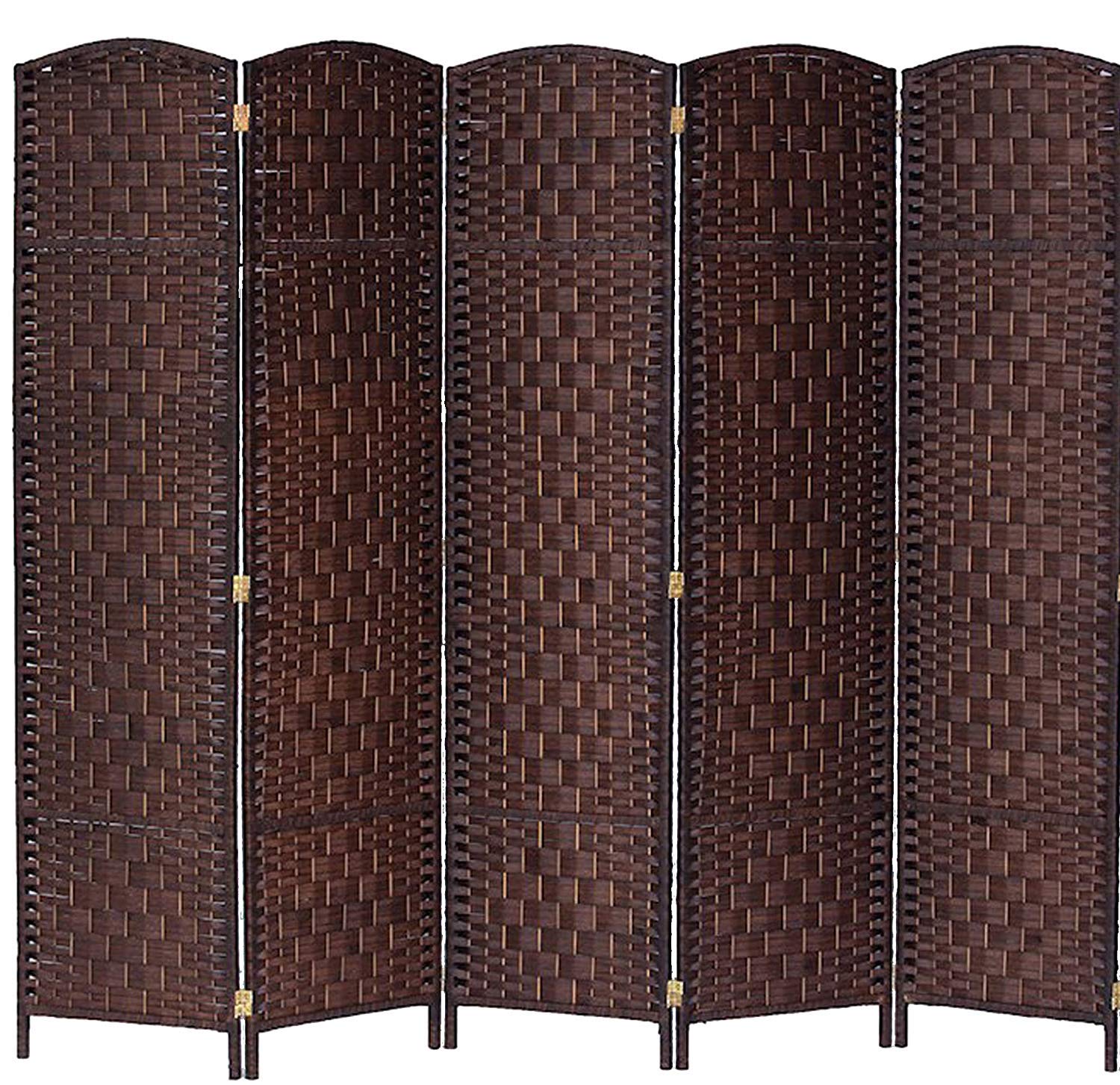 Legacy Decor 5-Panel Bamboo Room Divider Privacy Screen - 5.9ft Height x 7.2ft Width - Handwoven Natural Fiber Partition for Home, Office, and Outdoor Spaces | Perfect for Creating Privacy in Living Rooms, Bedrooms, and Patios