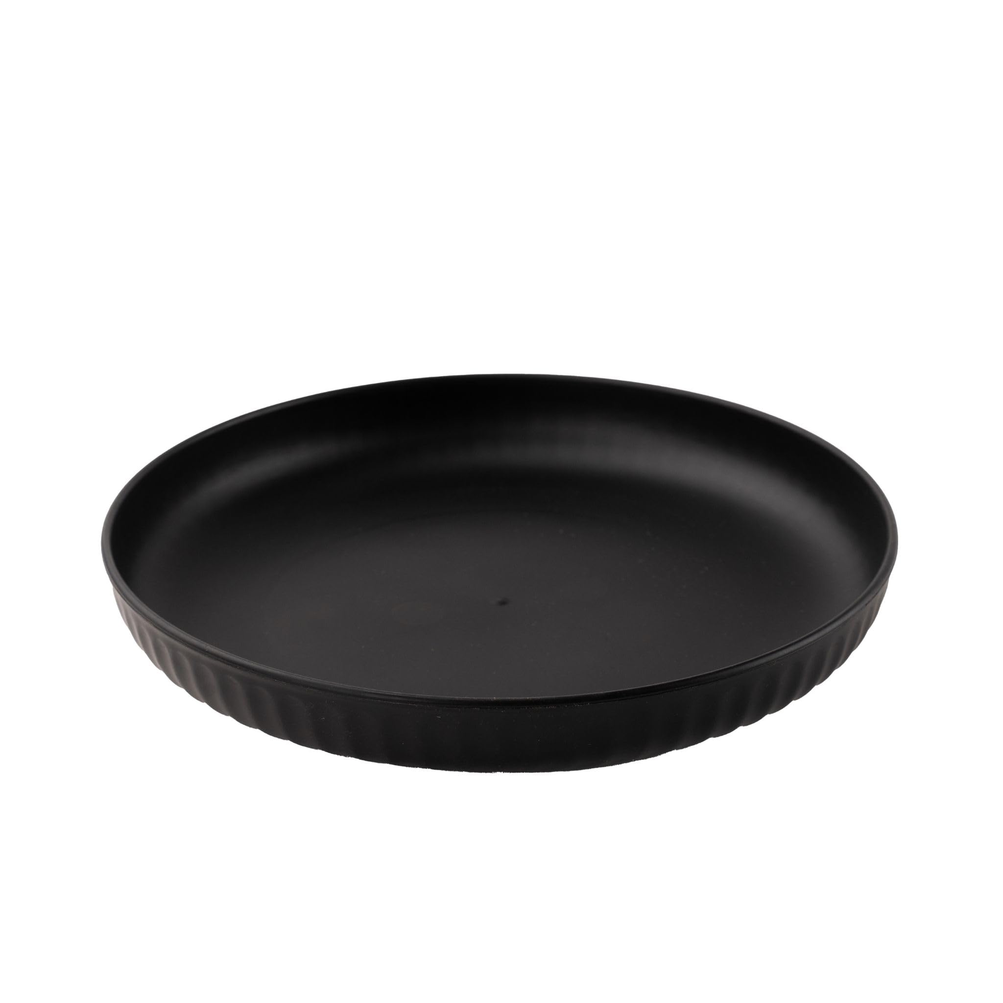Irida Naturals 8-Inch Wheat Straw & Bamboo Fiber Fluted Snack Plates - Pack of 1 | Eco-Friendly, Microwave Safe, Unbreakable Dinnerware for Hot & Cold Food | Perfect for Parties, Picnics, BBQs & Everyday Use (Black)